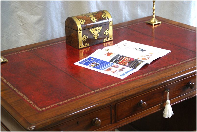 1027 Small Antique Mahogany Partners Desk (8)